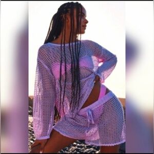 Women's free people Purple Mesh Swim Cover-Up